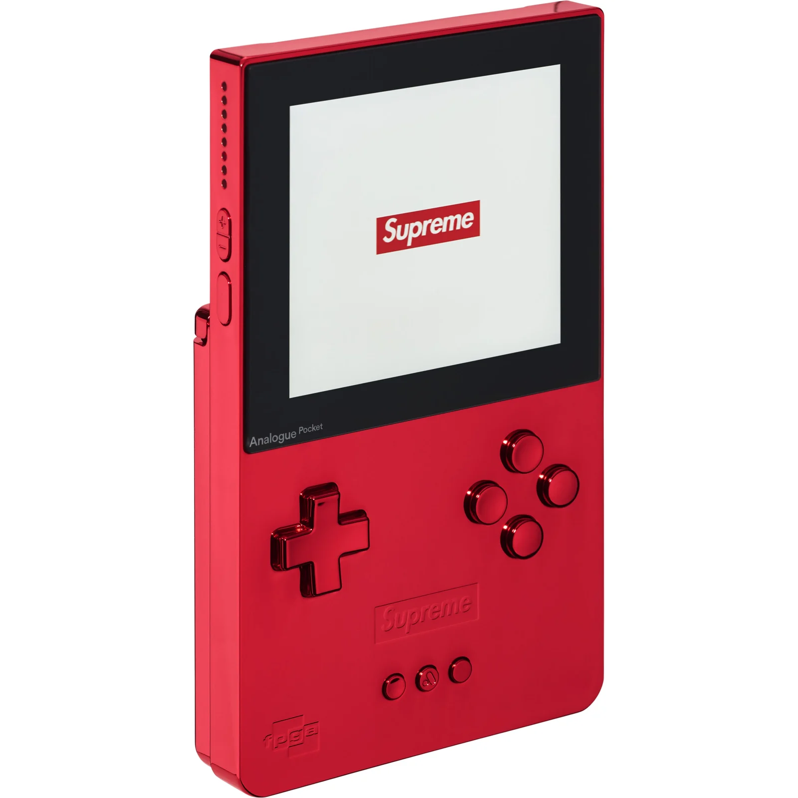L'Analogue Pocket x Supreme dans sa finition rouge brillant