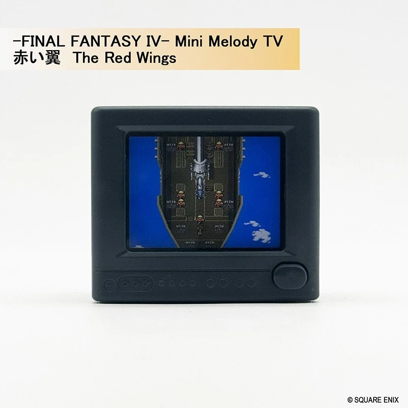 Figurine Mini Melody TV de Final Fantasy IV, écran affichant une scène sous un ciel bleu