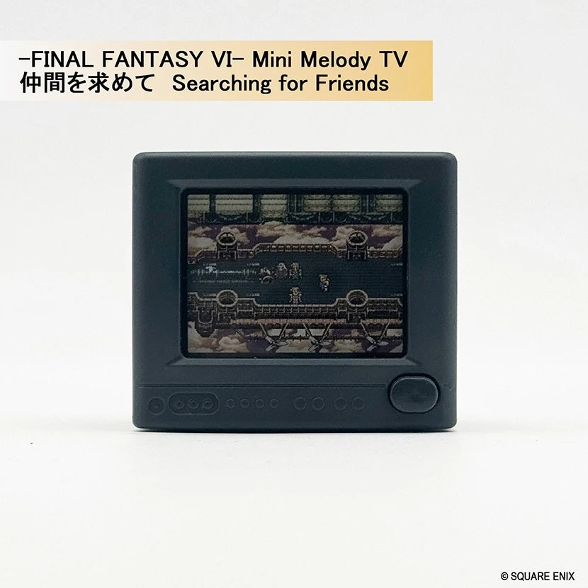 Figurine Mini Melody TV de Final Fantasy VI, écran affichant une passerelle sous un ciel nuageux