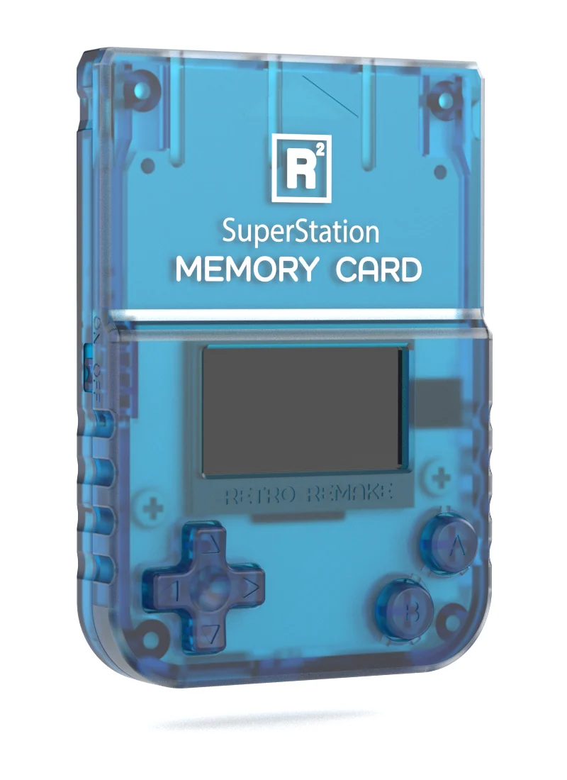 Packshot de la carte en bleu translucide, de face