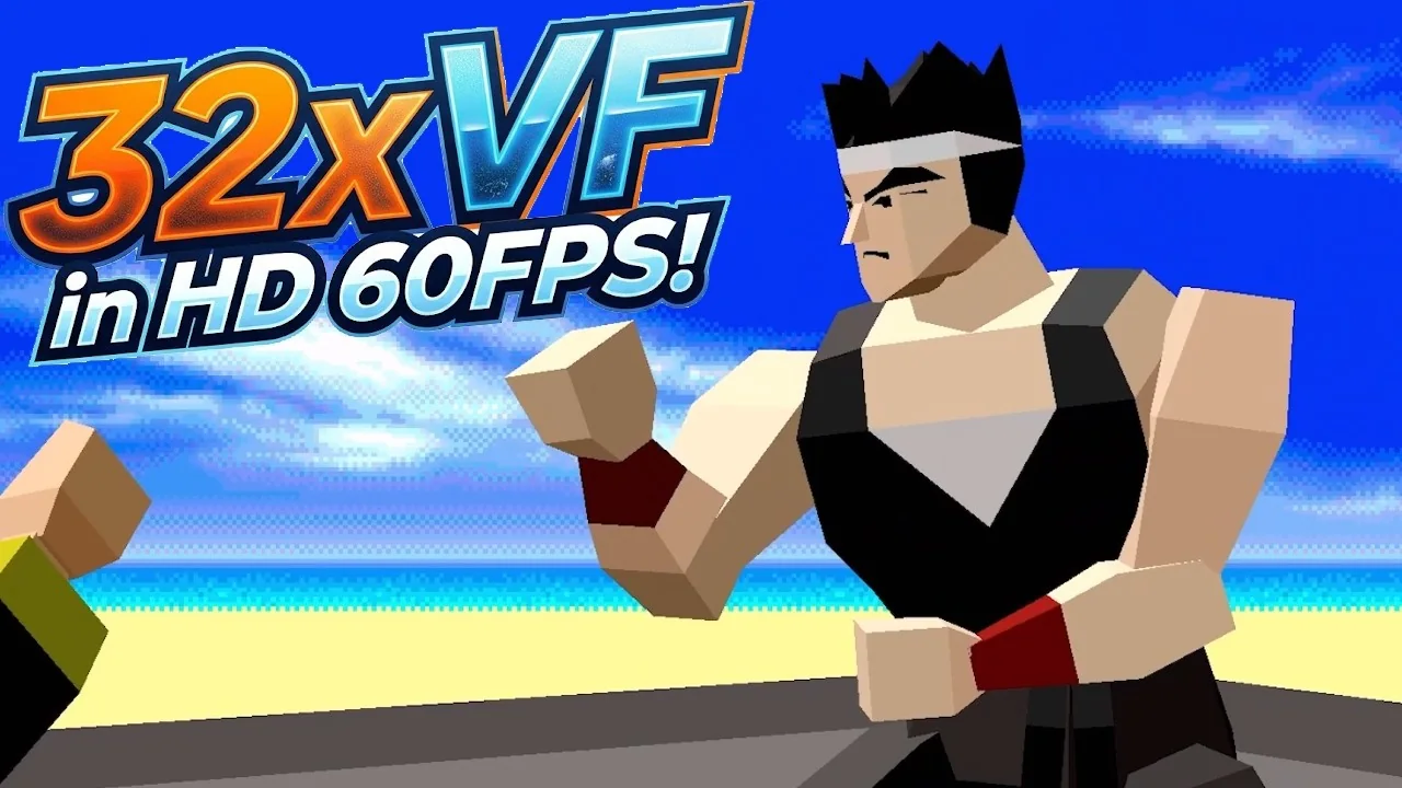 Capture de la vidéo de démonstration montrant un combattant de Virtua Fighter recalculé en haute définition sur Sega 32X