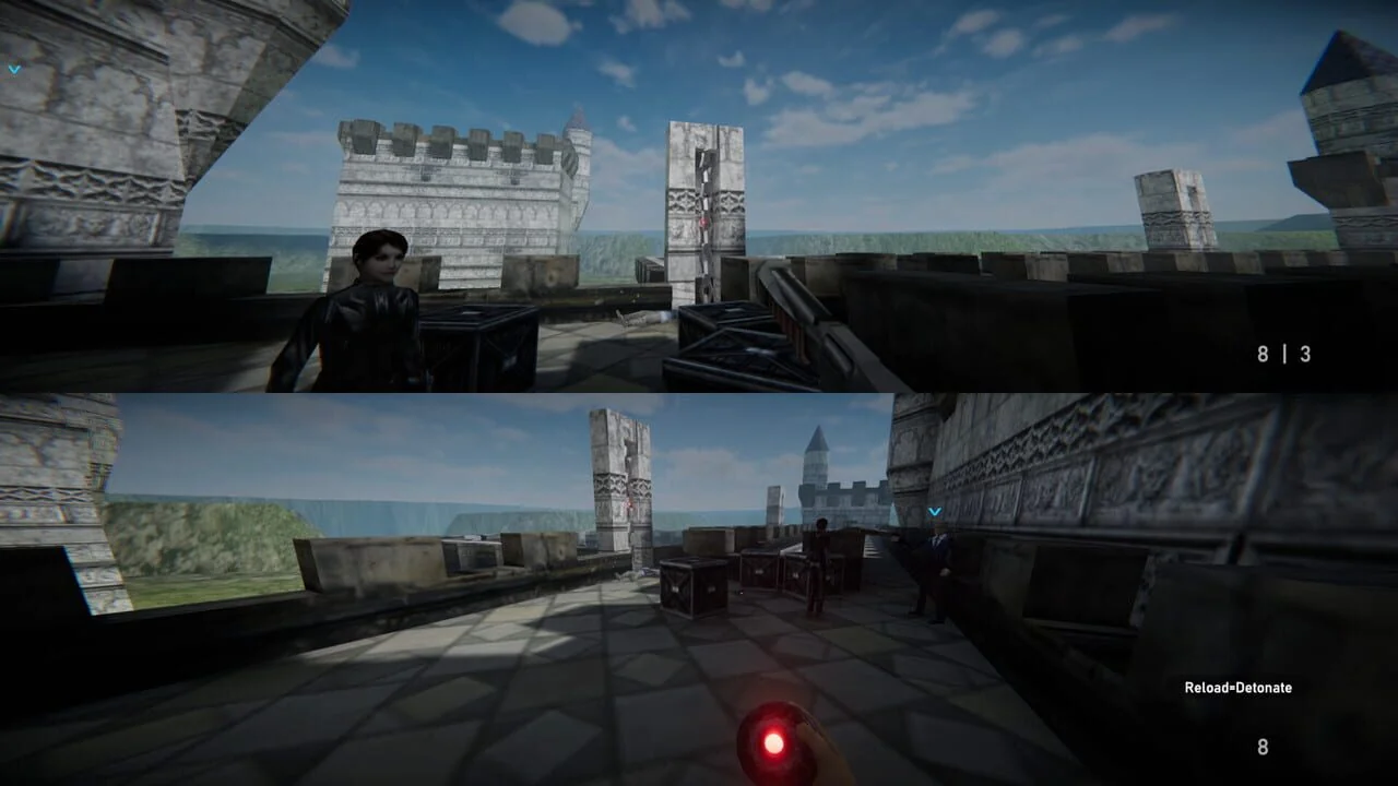 Capture d'écran d'Agent 64: Spies Never Die en coopération à deux, écran splitté horizontal