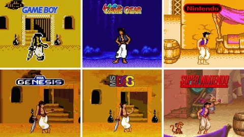Comparaison des différentes versions d'Aladdin, de la Game Boy à l'Amiga