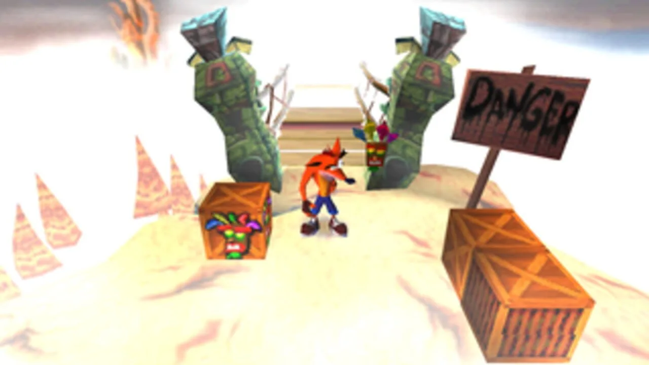 Capture de Crash Bandicoot : un pont de corde et ses caisses