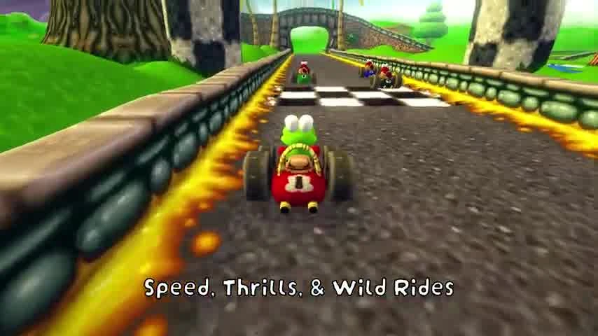 Capture de la bande-annonce de Croc 2: Kingdom of the Gobbos montrant une séquence de course en véhicule