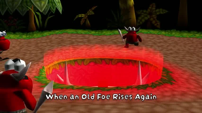 Capture de la bande-annonce de Croc 2: Kingdom of the Gobbos montrant le baron Dante, antagoniste du jeu
