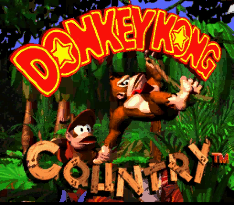 Écran-titre de Donkey Kong Country (1994) sur Super Nintendo