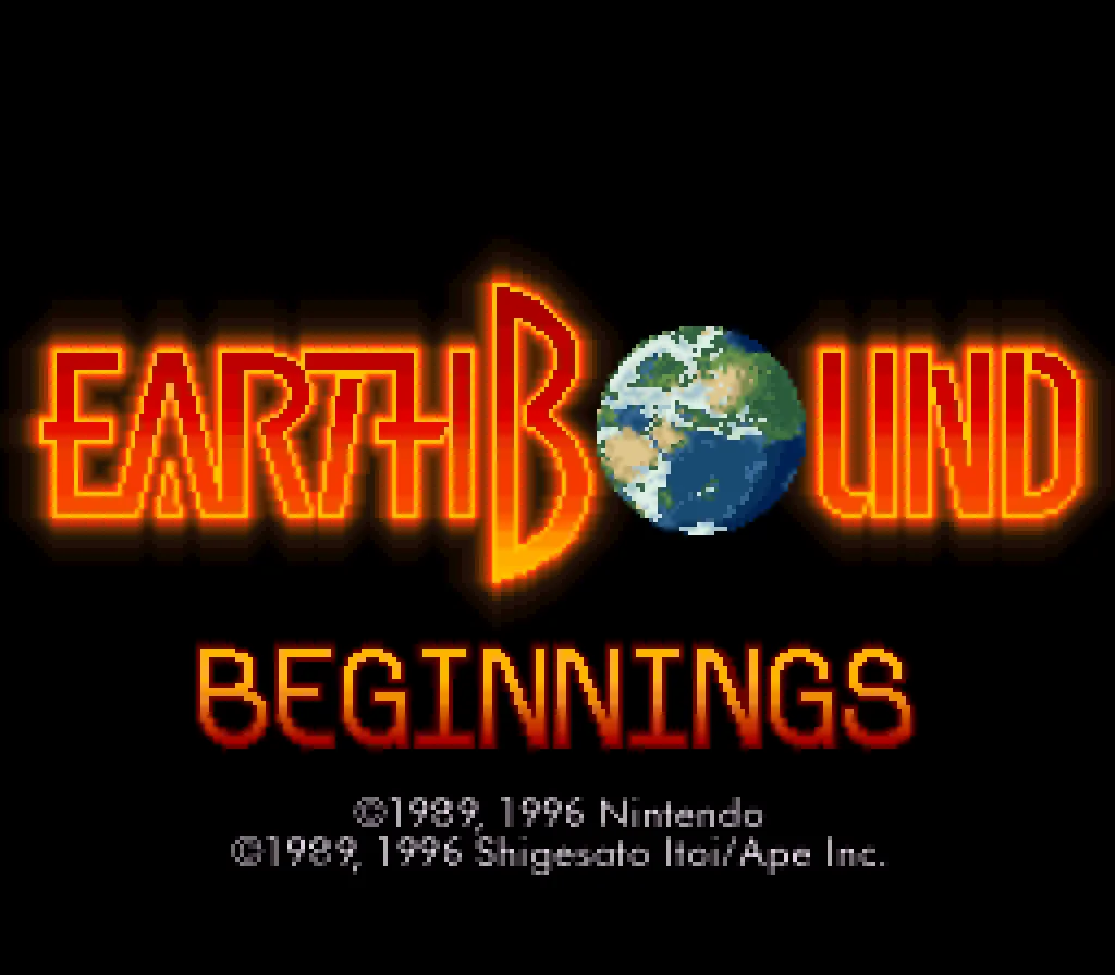 Écran-titre d'EarthBound Beginnings Remake, reconstruit dans le moteur d'EarthBound