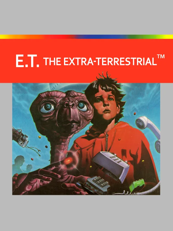 La jaquette d'E.T. l'extra-terrestre (Atari, 1982), devenue le symbole du krach.