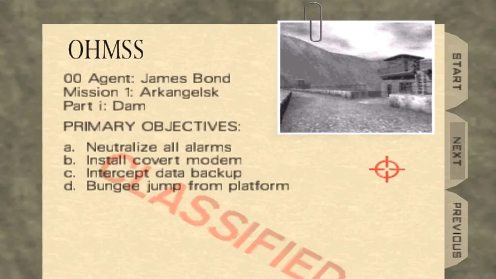 Capture de GoldenEye 007 : le briefing de mission façon dossier classifié
