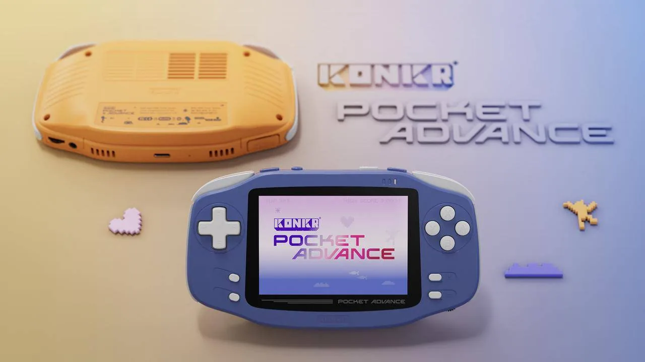 La console portable KONKR Pocket Advance, de conception proche de la Game Boy Advance
