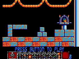 Capture d'un niveau de Lemmings Mega Edition avec un dispositif tournant en haut de l'écran