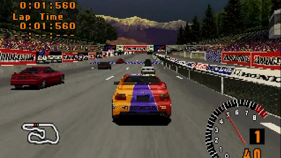 Partie de Gran Turismo sur PlayStation, version européenne, en mode Gran Turismo