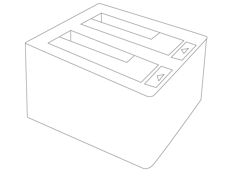 Un boîtier d'accueil SATA à deux emplacements, utilisé pour brancher un disque SSD nu