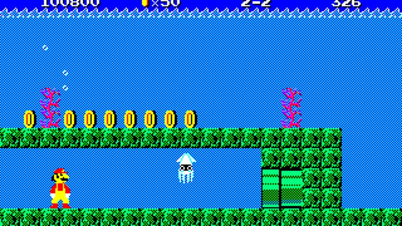 Capture de Super Mario Bros. Special montrant un niveau sous-marin