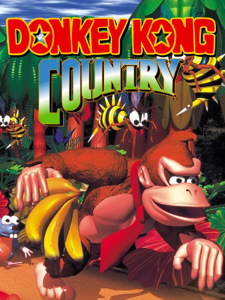Illustration de la jaquette de Donkey Kong Country (1994) sur Super Nintendo