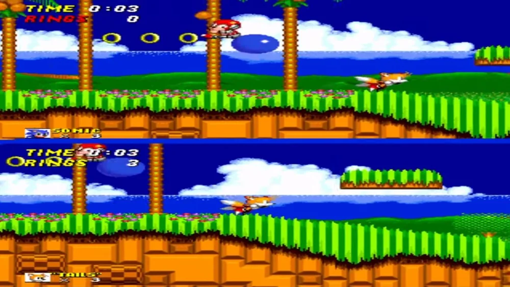 Capture de Sonic the Hedgehog 2 : le mode deux joueurs en écran partagé