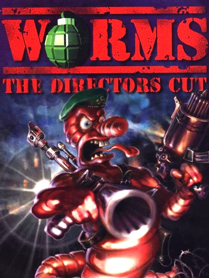 Jaquette de Worms: The Director's Cut sur Amiga, montrant un ver armé jusqu'aux dents