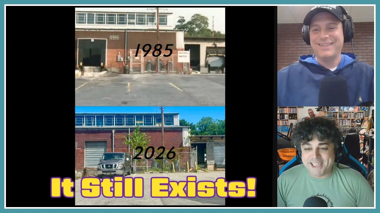 Vignette de la vidéo : le montage 1985 et 2026 du bâtiment, la mention It Still Exists! et deux intervenants en visioconférence