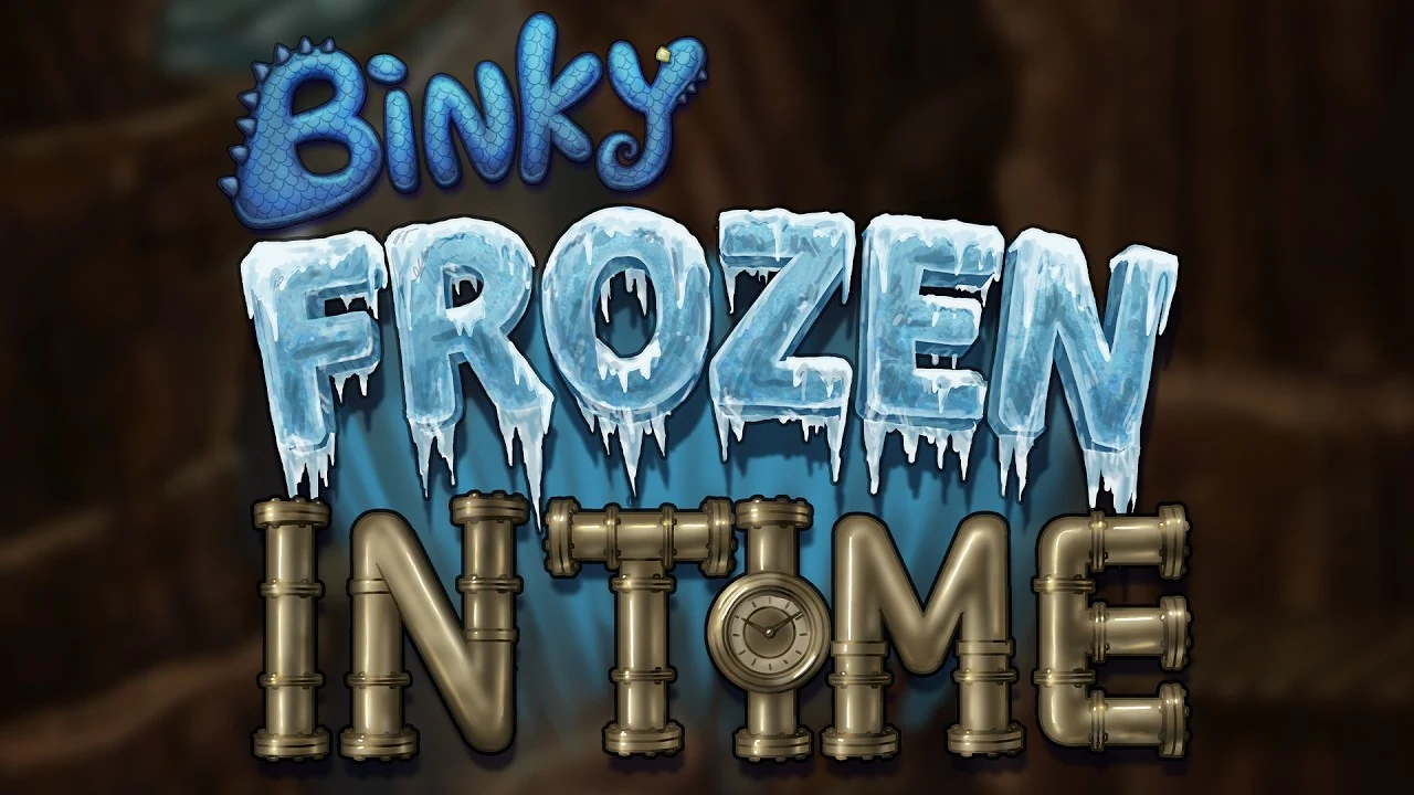 Vignette de la bande-annonce : le logo Binky Frozen in Time aux lettres glacées sur fond de caverne